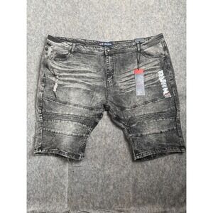 Phat Farm Stretch Jean Shorts Men's Sz 46 Gray Denim Mid Rise Distressed